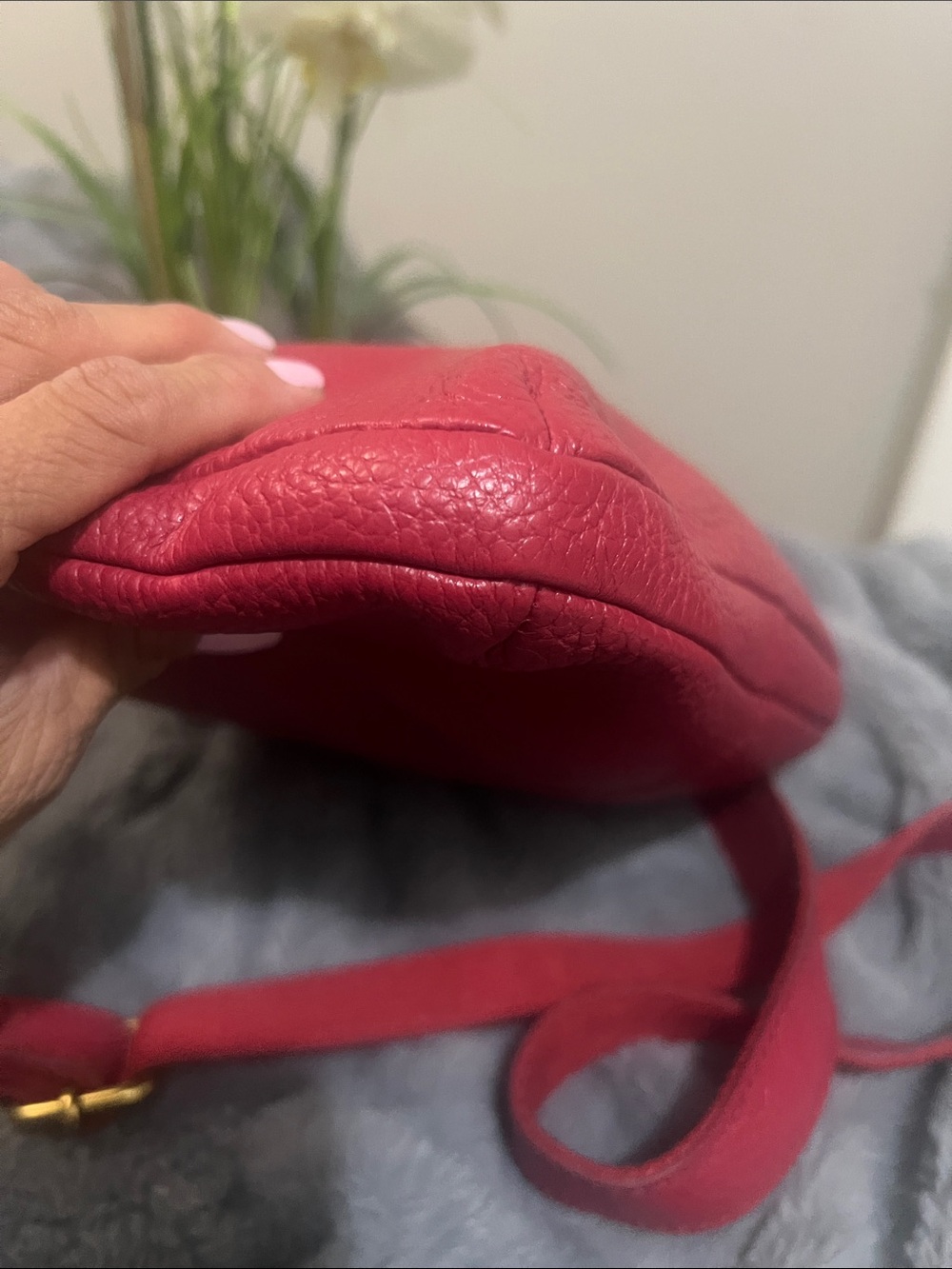 Fossil Red Pebbled Leather Crossbody Bag EUC RETAIL $179 - Picture 9 of 9